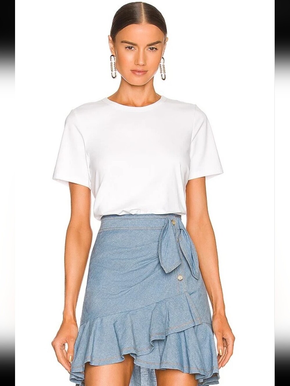 Veronica Beard Blue Tie-Front Ruffle Mini Skirt